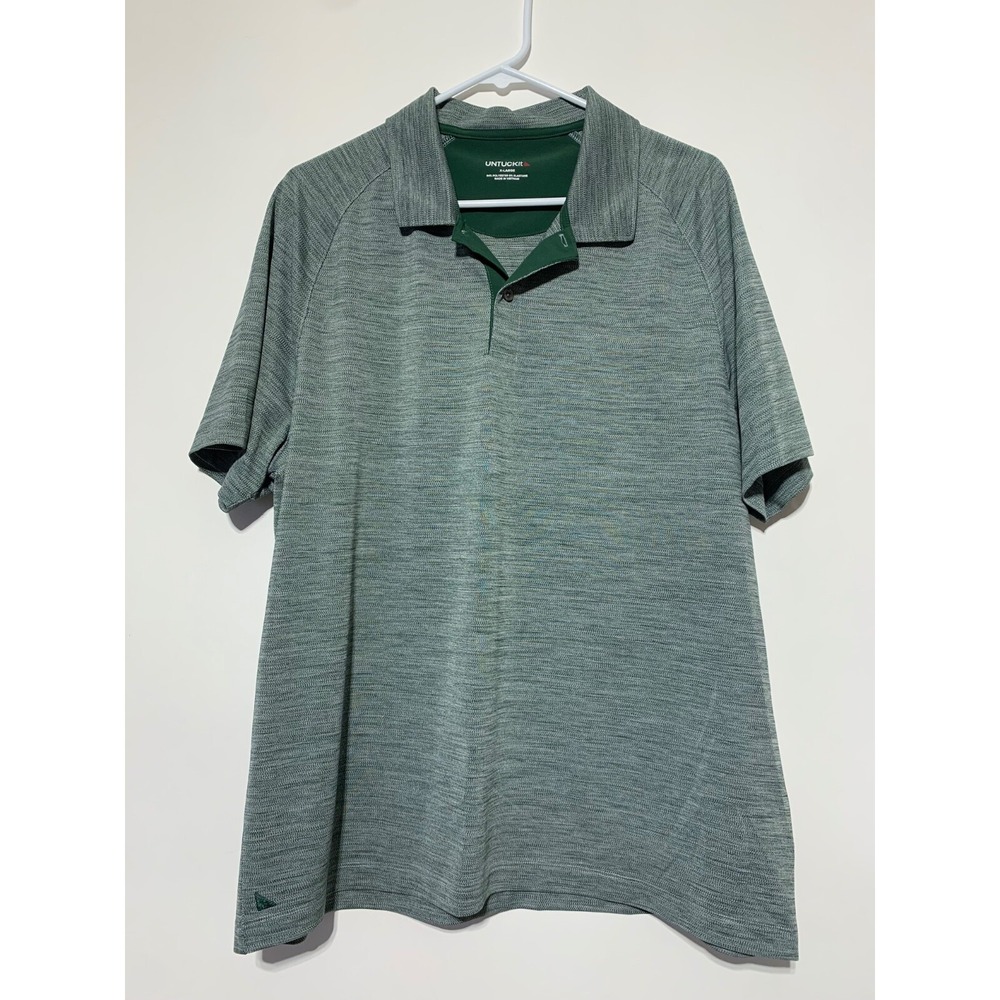 Untuckit Men Size XL Green Short Sleeve Polyester Polo Shirt